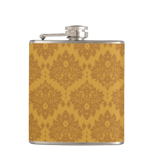 Luxury Golden Damask Flask (Front)