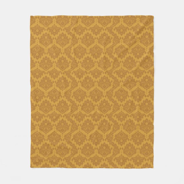 Luxury Golden Damask Fleece Blanket (Front)