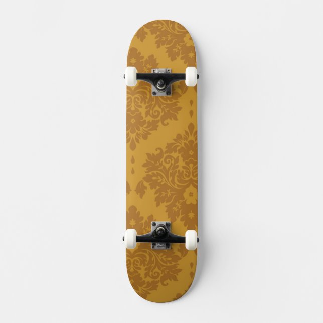 Luxury Golden Damask Skateboard Deck (Front)