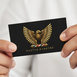 Luxury Golden Eagle Barber Shop Logo Hair Stylist Business Card