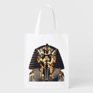 Luxury Golden Egyptian Mask Artwork Grocery Bag