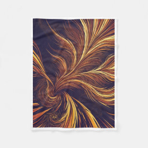 Luxury Golden Falling Feathers On Dark Background Fleece Blanket