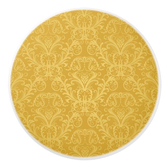 Luxury Golden Floral Wallpaper Ceramic Knob (Front)