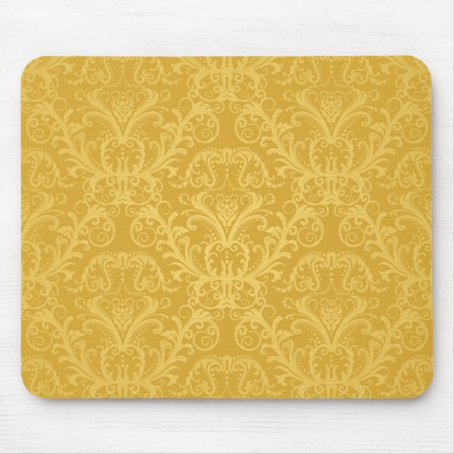 Luxury Golden Floral Wallpaper Mouse Pad (Front)