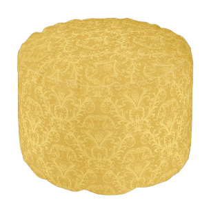Luxury Golden Floral Wallpaper Pouf