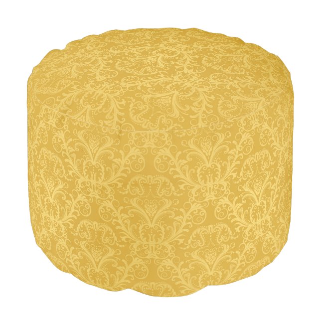 Luxury Golden Floral Wallpaper Pouf (Angled Front)