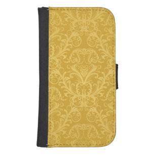 Luxury Golden Floral Wallpaper Wallet Phone Case For Samsung Galaxy S4