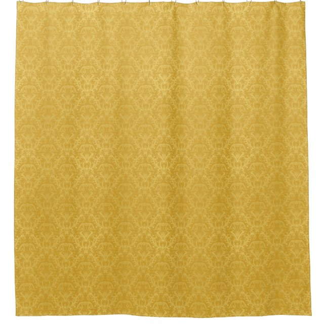 Luxury Golden Floral Wallpaper Shower Curtain (Front)