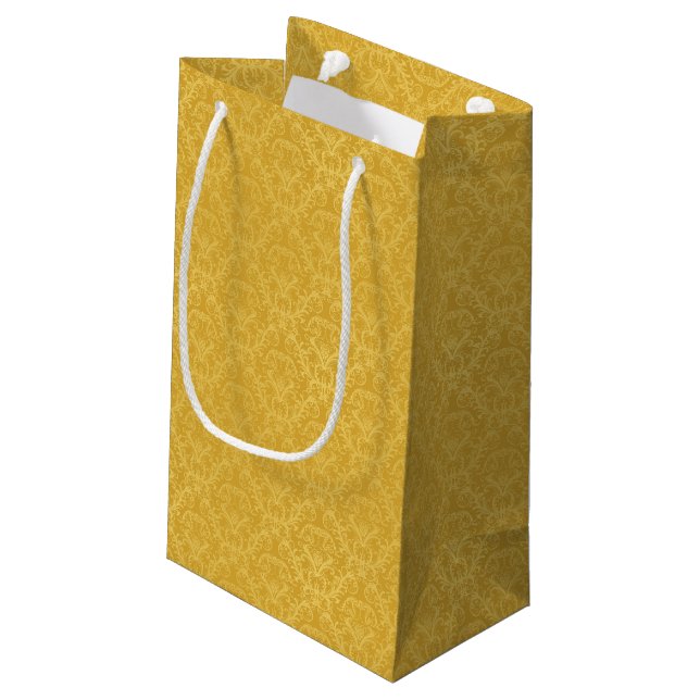 Luxury Golden Floral Wallpaper Small Gift Bag (Back Angled)