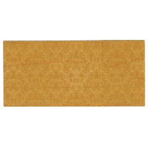 Luxury Golden Floral Wallpaper Wood Flash Drive
