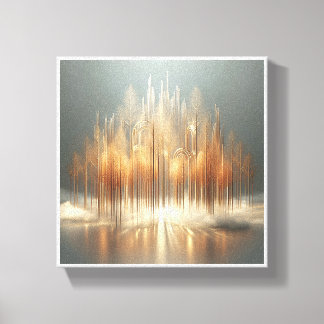 Luxury Golden Forest Abstract - Modern Architectur Canvas Print