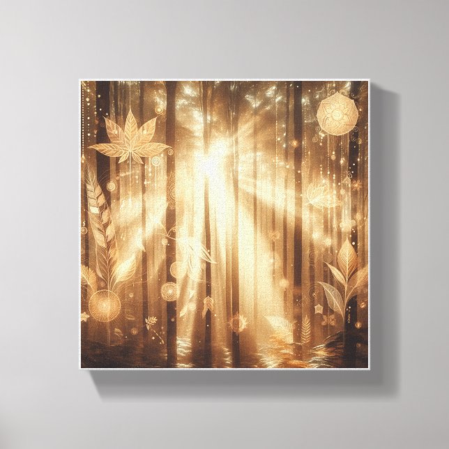 Luxury Golden Forest Wall Art - Enchanted Sunbeams (Front)