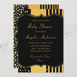 Luxury Golden Framed Baby Girl Shower Invitation