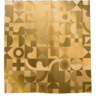 Luxury golden geometric seamless pattern shower curtain