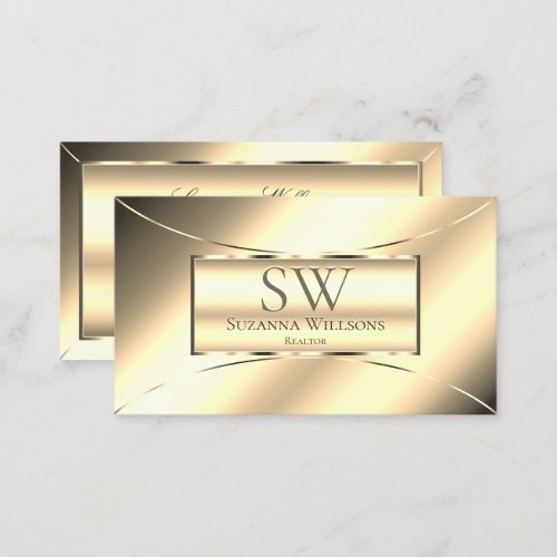 Luxury Golden Glamorous Chic with Monogram Stylish Business Card