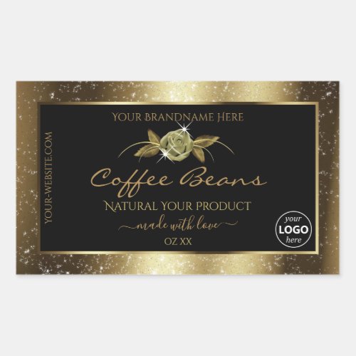 Luxury Golden Glitter Black Product Label Add Logo