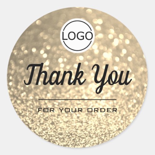 Luxury Golden Glitter Elegant Minimalist Thank You Classic Round Sticker