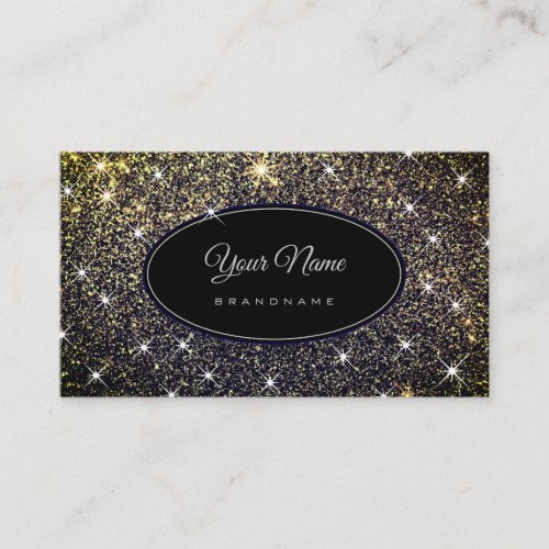 Luxury Golden Glitter Glam Luminous Stars Elegant Business Card