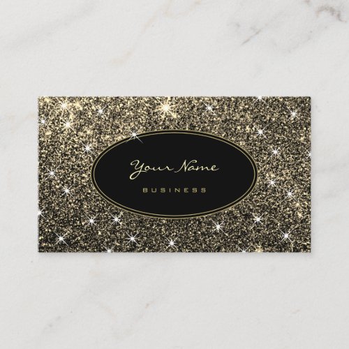 Luxury Golden Glitter Glam Luminous Stars Elegant Business Card