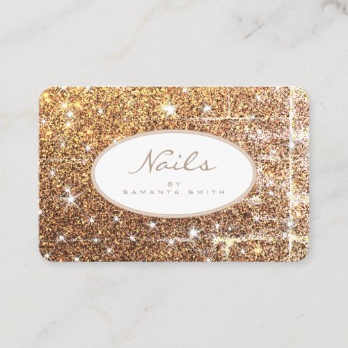 Luxury Golden Glitter Luminous Stars Elegant Nails Business Card