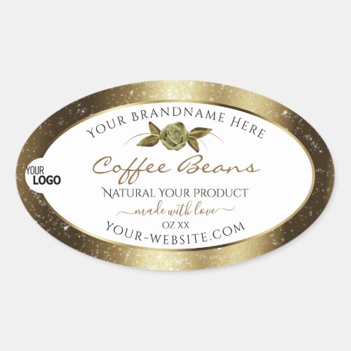 Luxury Golden Glitter White Product Label Add Logo