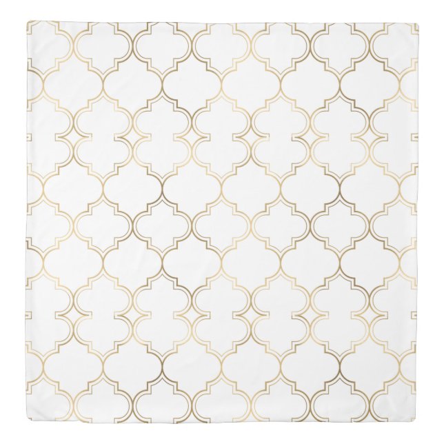 Luxury Golden Islamic Geometric Pattern Motifs Duvet Cover (Front)