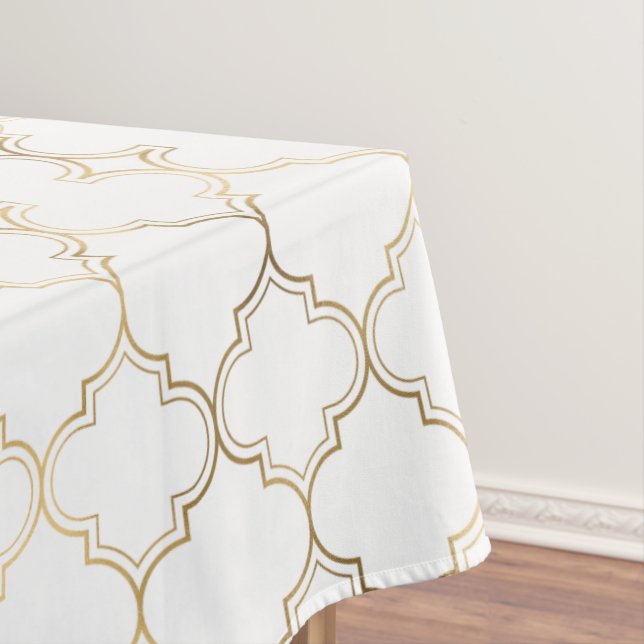 Luxury Golden Islamic Geometric Pattern Motifs Tablecloth (In Situ)