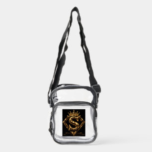 Luxury Golden Letter S Crown Diamond Monogram Clear Crossbody Bag
