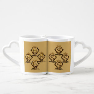 Luxury Golden Letter S Crown Diamond Monogram Coffee Mug Set