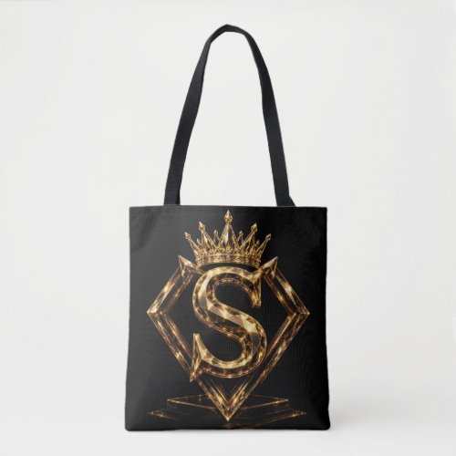 Luxury Golden Letter S Crown Diamond Monogram Tote Bag