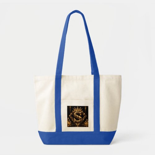 Luxury Golden Letter S Crown Diamond Monogram Tote Bag