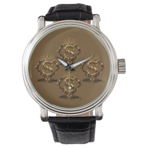 Luxury Golden Letter S Crown Diamond Monogram Watch