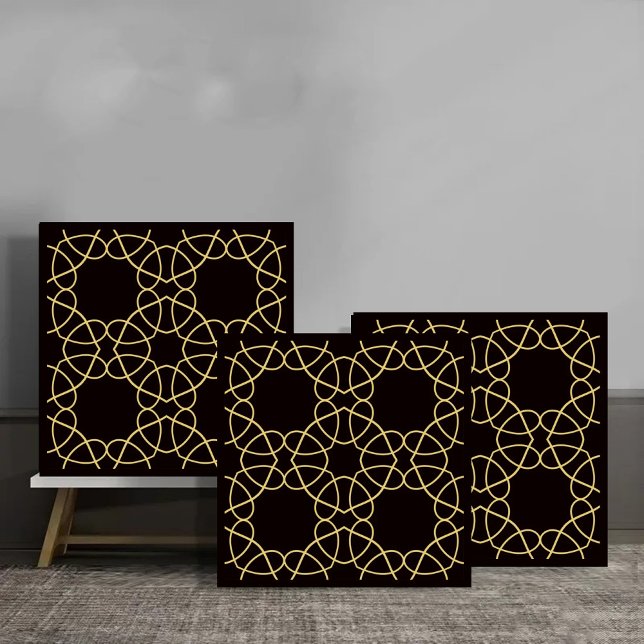 Luxury Golden Line Geometric Loop Pattern Ceramic Tile (Creator Uploaded)