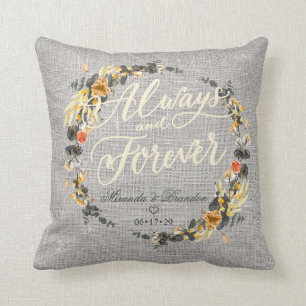 Luxury Golden Noir Wedding Monogram Throw Pillow