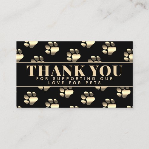 Luxury golden paws pattern thank you  square busin business card
