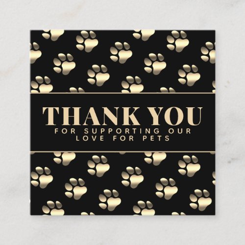 Luxury golden paws pattern thank you  square business card