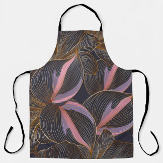 Luxury golden seamless floral background with trop apron