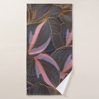Luxury golden seamless floral background with trop bath towel