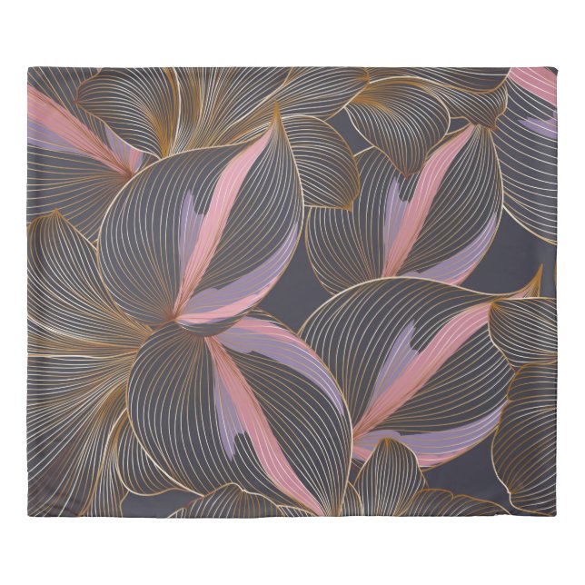 Luxury golden seamless floral background with trop duvet cover (Front)