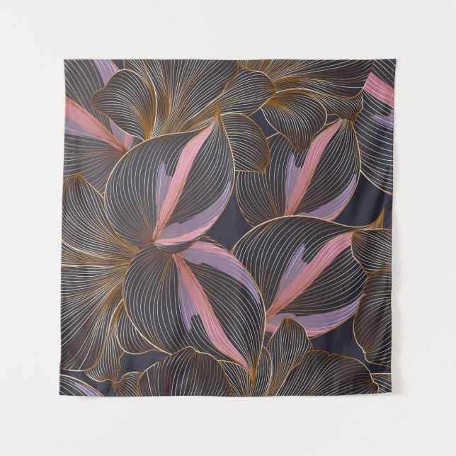 Luxury golden seamless floral background with trop tapestry (Front)
