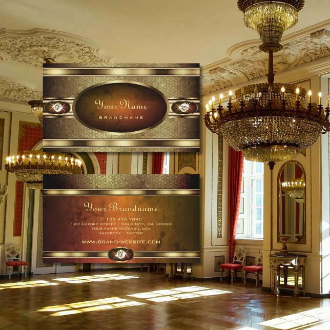 Luxury Golden Snake Pattern with Orange Marble Business Card (Creator Uploaded)