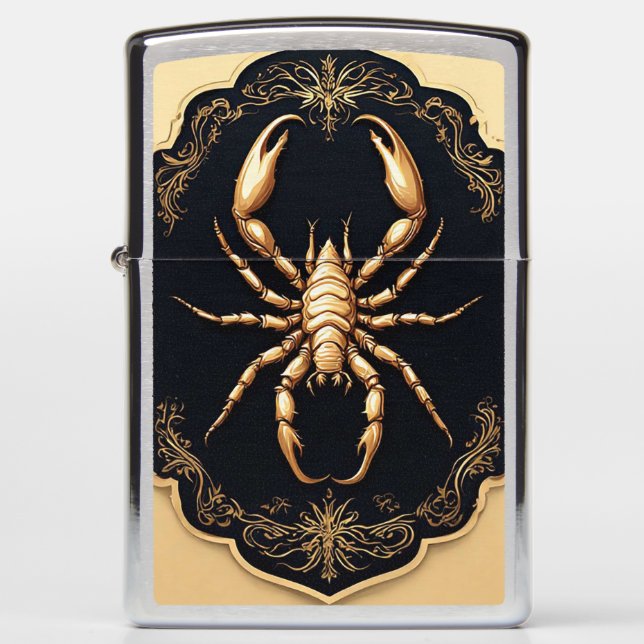 Luxury Golden Spider Artwork Zippo Lighter (Front)