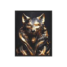 Luxury Golden Wolf Wall Art