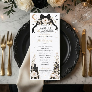 Luxury Gothic Black Bow Wedding Program