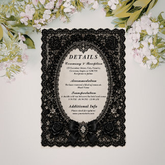 Luxury Gothic Black Lace Victorian Wedding Enclosure Card