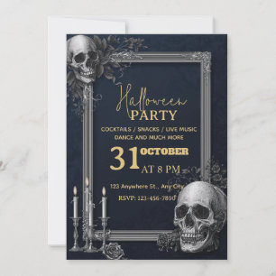Luxury Gothic Halloween Party Invitation Silver