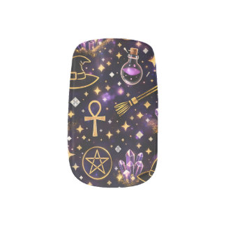 Luxury Gothic Mystic Witchcraft Purple and Gold Mi Minx Nail Art