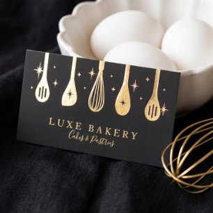 Luxury Gourmet Gold Bakery Utensils Pastry Chef Foil Business Cards