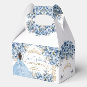 Luxury Gown Baby Blue Gold Princess Butterfly Favor Boxes