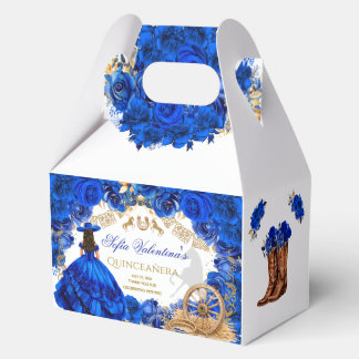Luxury Gown Royal Blue Western Quinceañera Favor Boxes